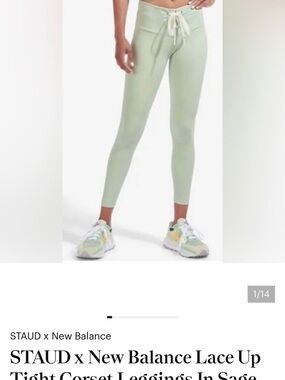 STAUD Sage Green Active Leggings with Branded Waist Label